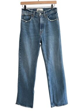 Abercrombie & Fitch 90s Relaxed Jeans High Rise Raw Hem Distressed Size 26